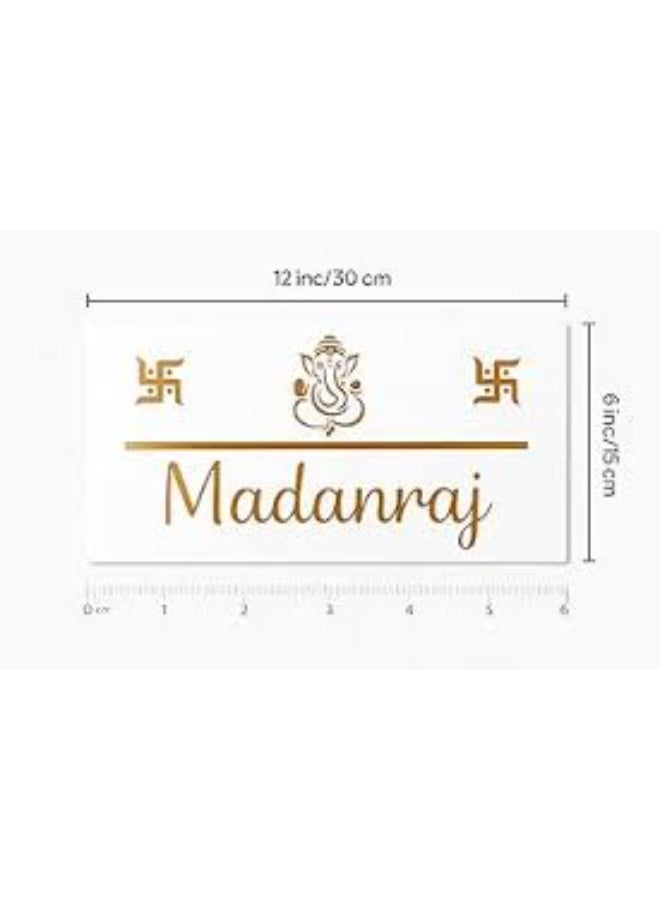 EMAAZZ LLC Customized White Acrylic Name Plate with Lord Ganesha & Swastik | Premium Laser Cut House Name Plate for Home Entrance - Image 4